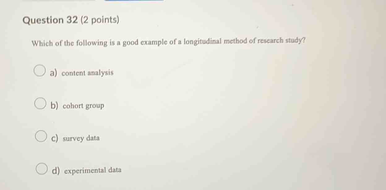 question 32 (2 points) which of the following is a good example of a lo…