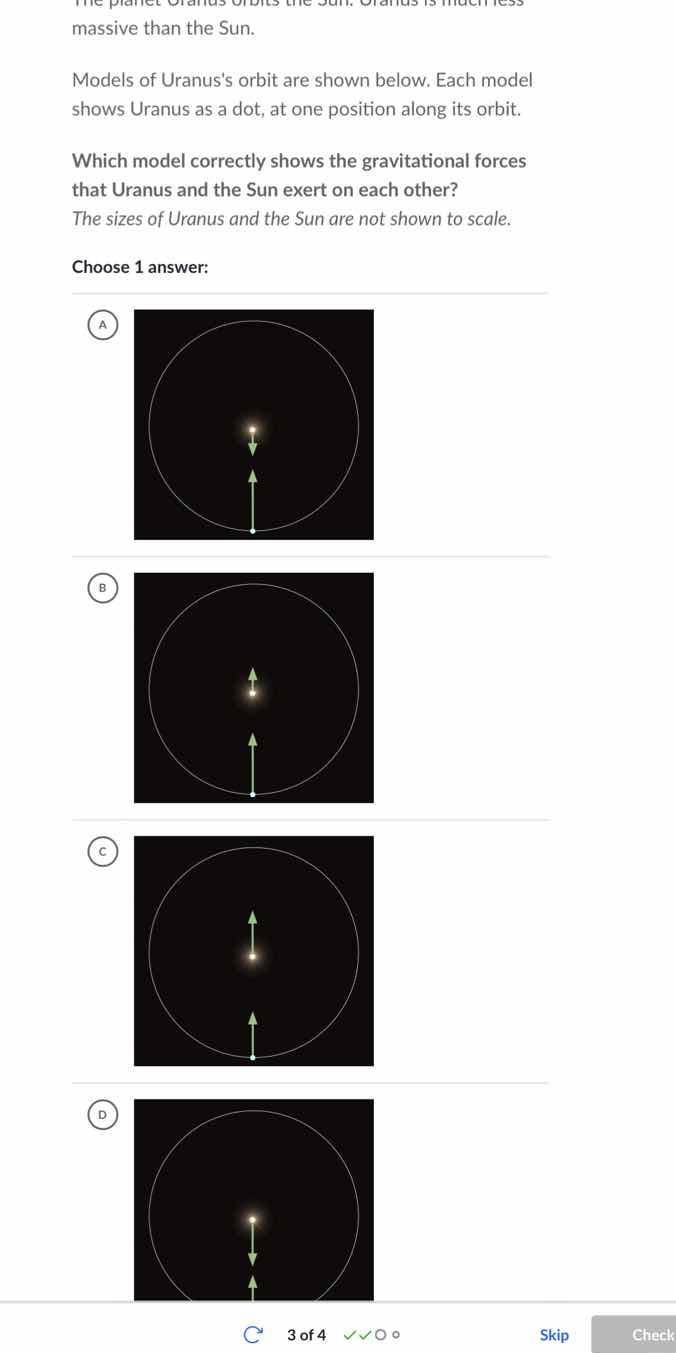 models of uranuss orbit are shown below. each model shows uranus as a d…