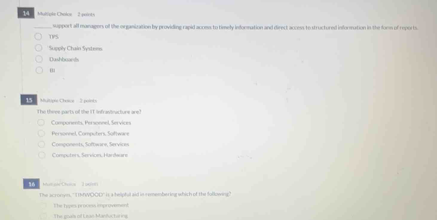 14 multiple choice 2 points ______ support all managers of the organiza…
