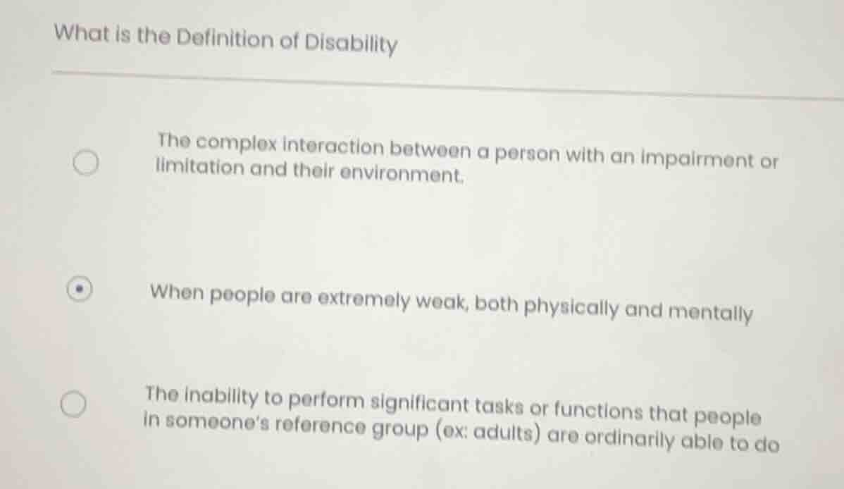 what is the definition of disability the complex interaction between a …