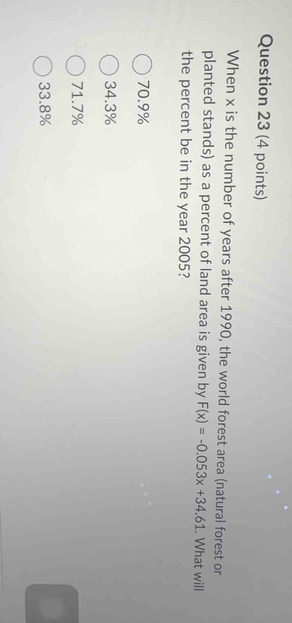question 23 (4 points) when x is the number of years after 1990, the wo…