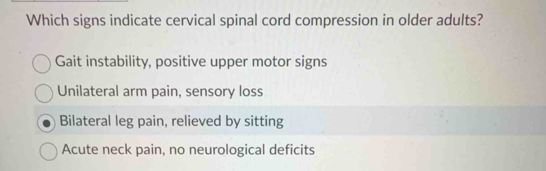 which signs indicate cervical spinal cord compression in older adults? …