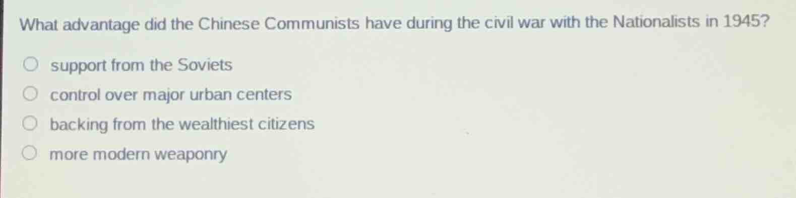 what advantage did the chinese communists have during the civil war wit…