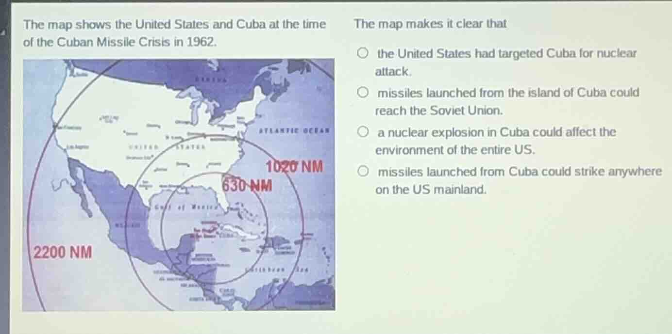 the map shows the united states and cuba at the time of the cuban missi…