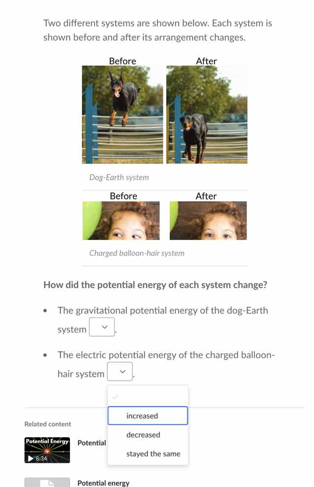 two different systems are shown below. each system is shown before and …