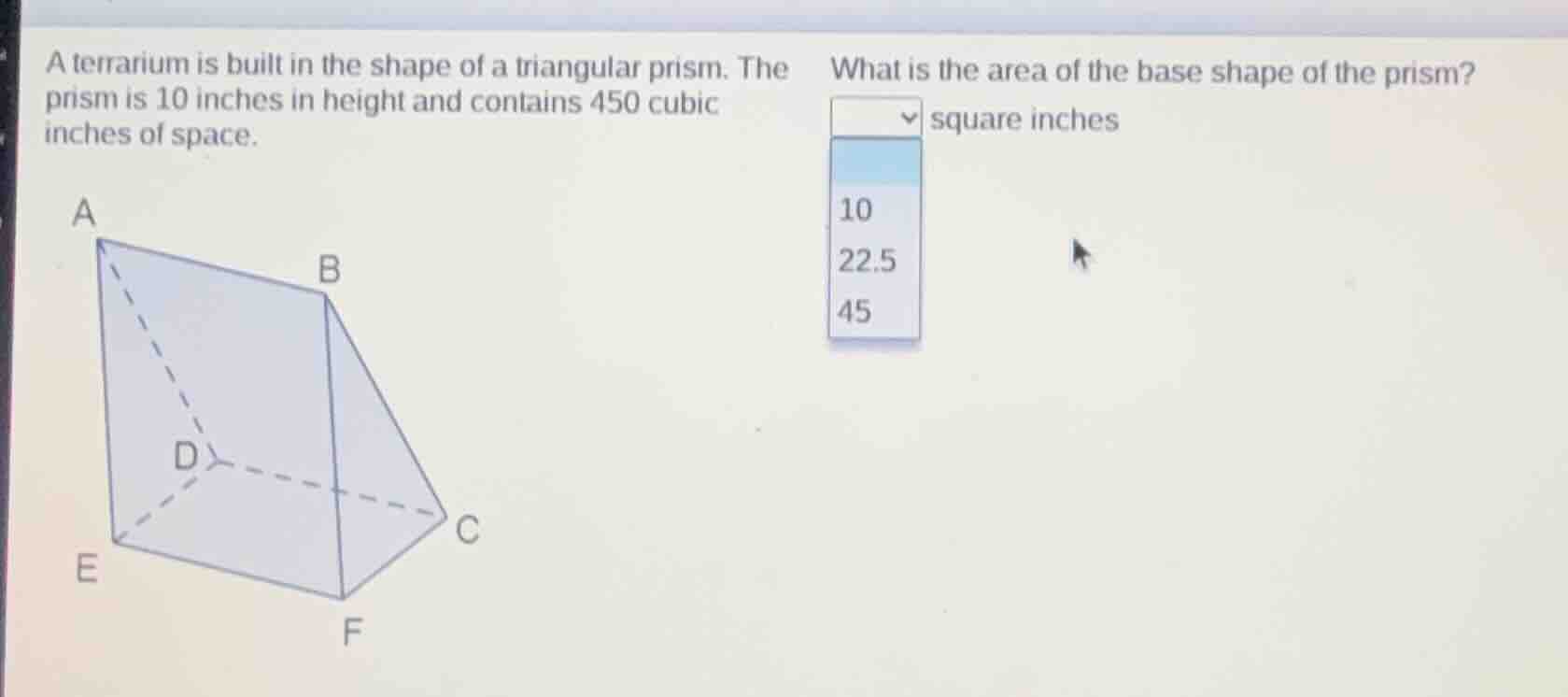 a terrarium is built in the shape of a triangular prism. the prism is 1…
