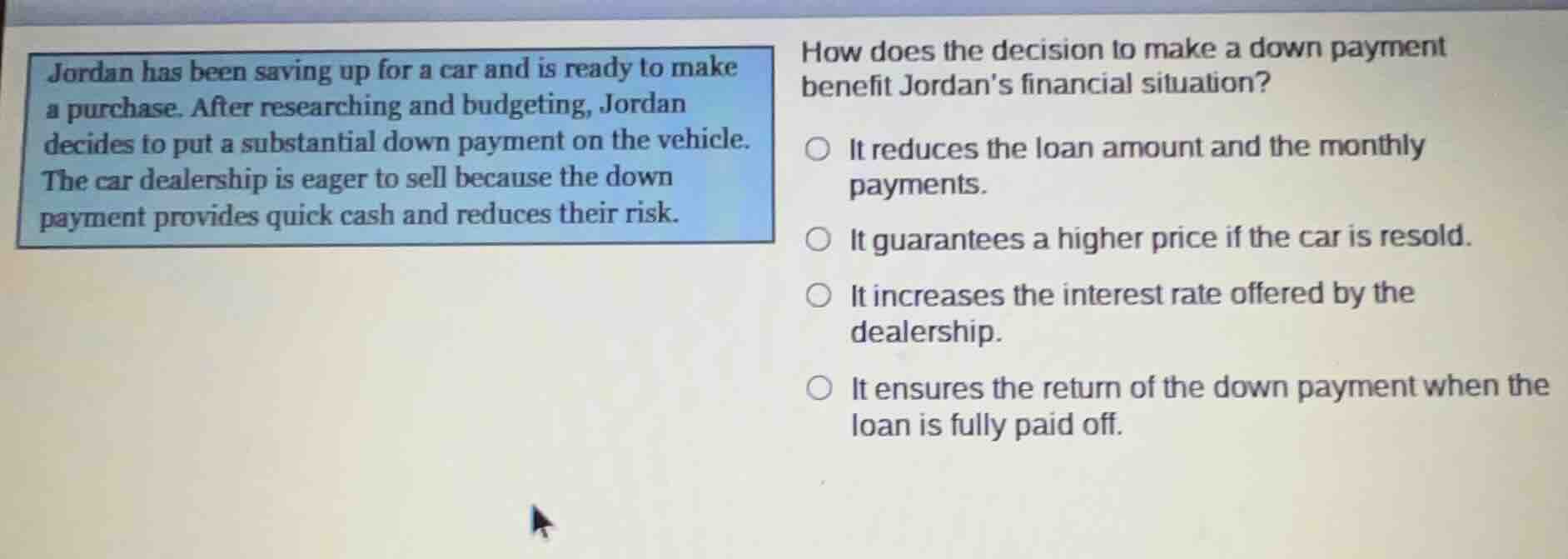 jordan has been saving up for a car and is ready to make a purchase. af…