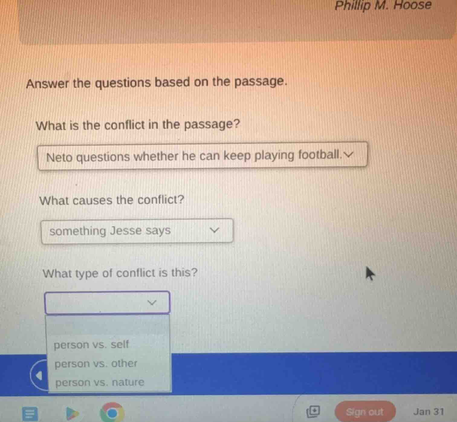 answer the questions based on the passage. what is the conflict in the …