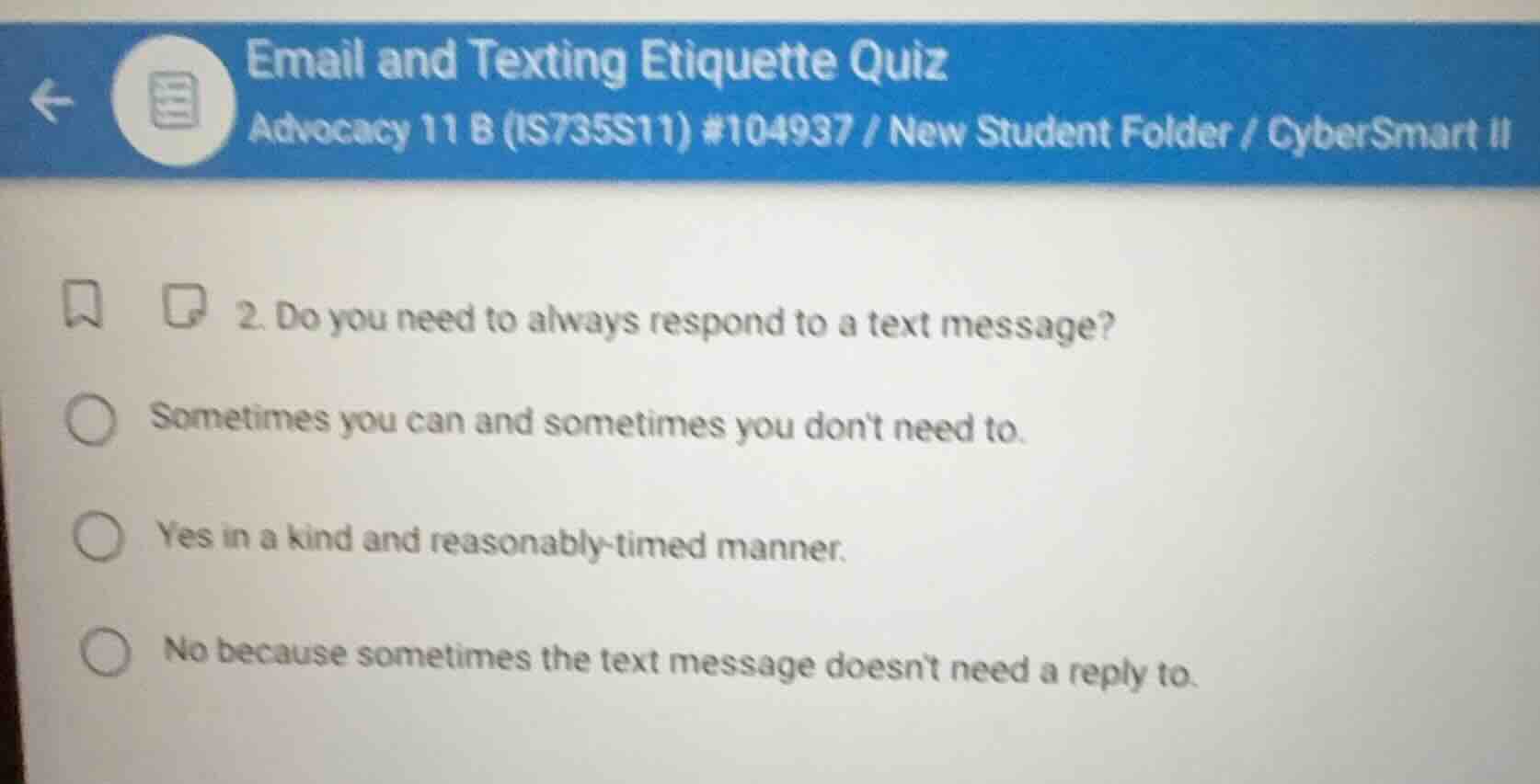 email and texting etiquette quiz advocacy 11 b (is735s11) #104937 / new…