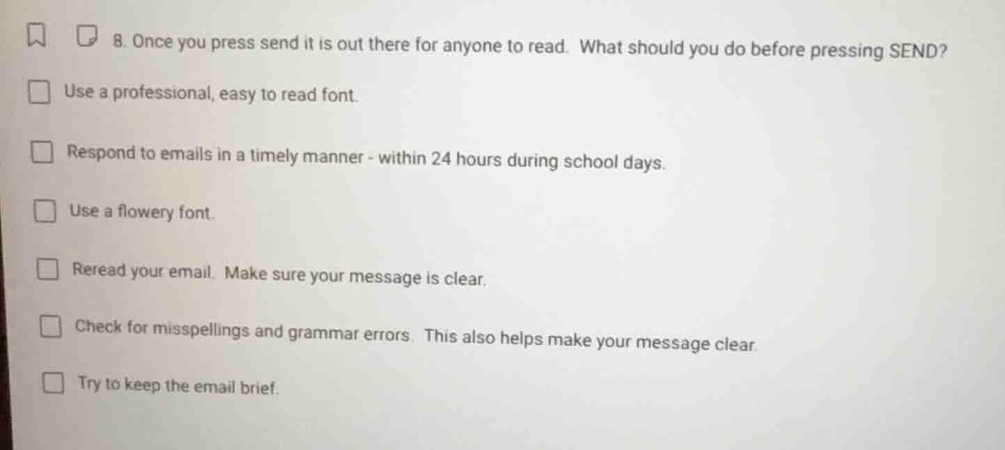 8. once you press send it is out there for anyone to read. what should …