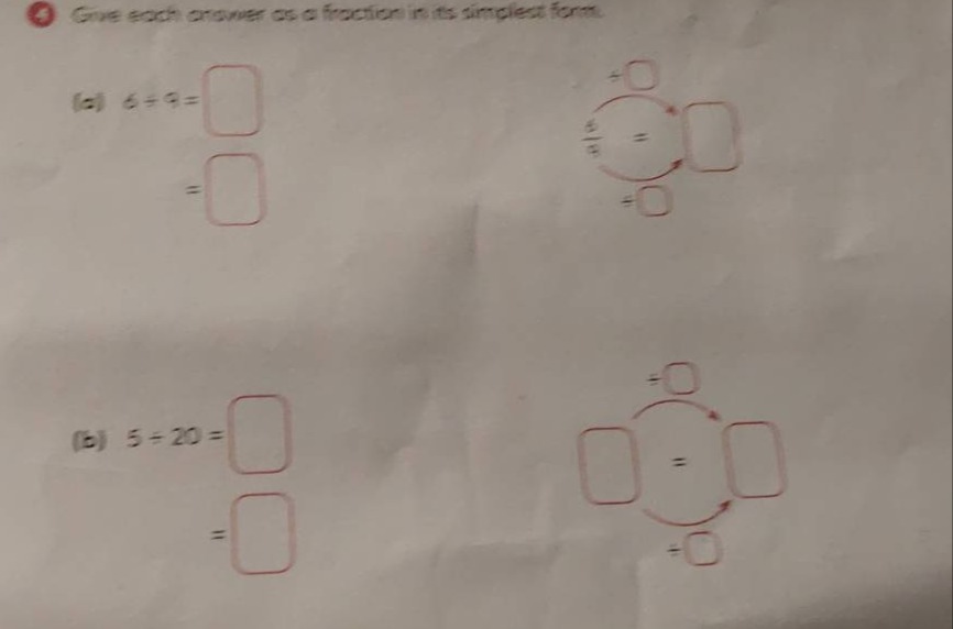 4 give each answer as a fraction in its simplest form. (a) $6\\div9=\\s…