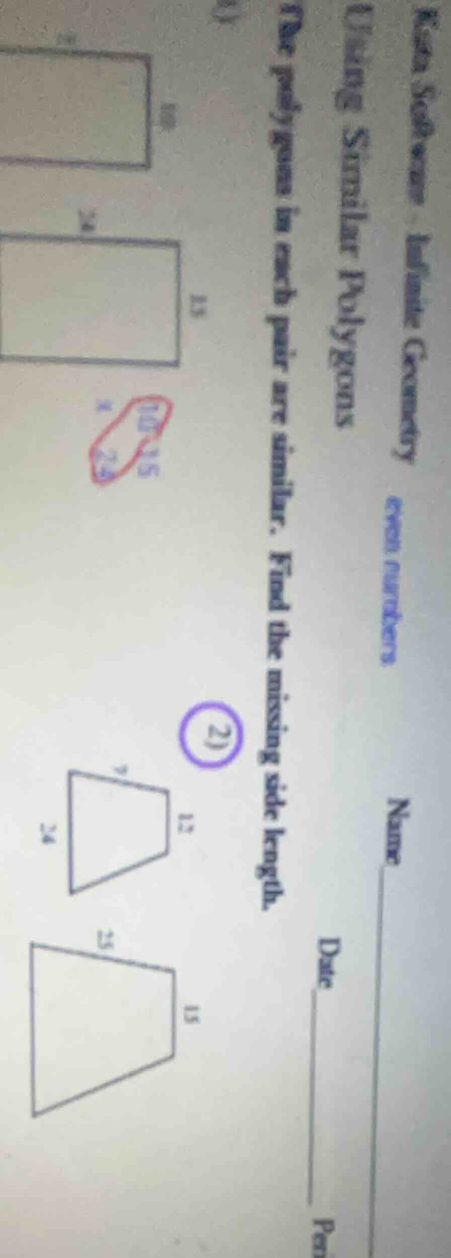 using similar polygons the polygons in each pair are similar. find the …