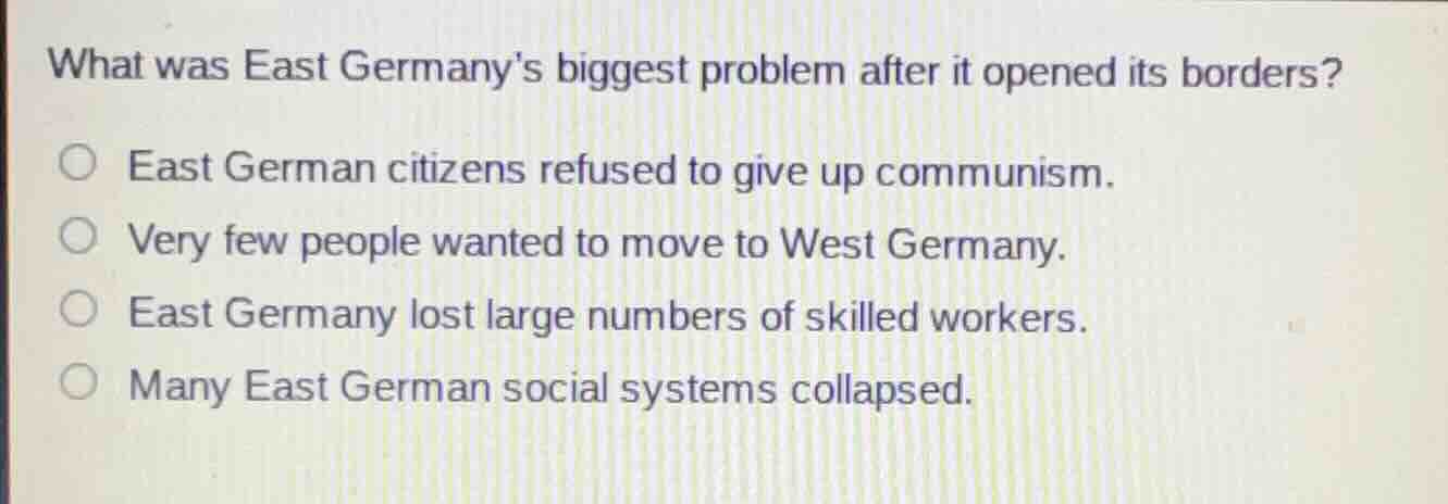 what was east germanys biggest problem after it opened its borders? eas…