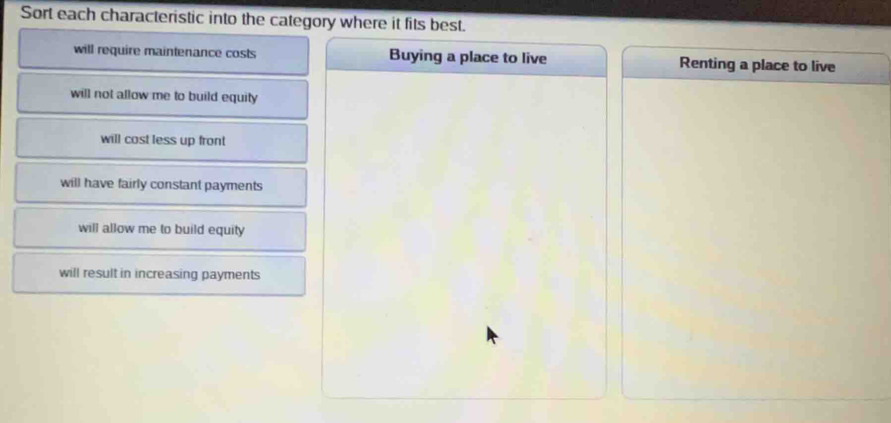sort each characteristic into the category where it fits best. will req…