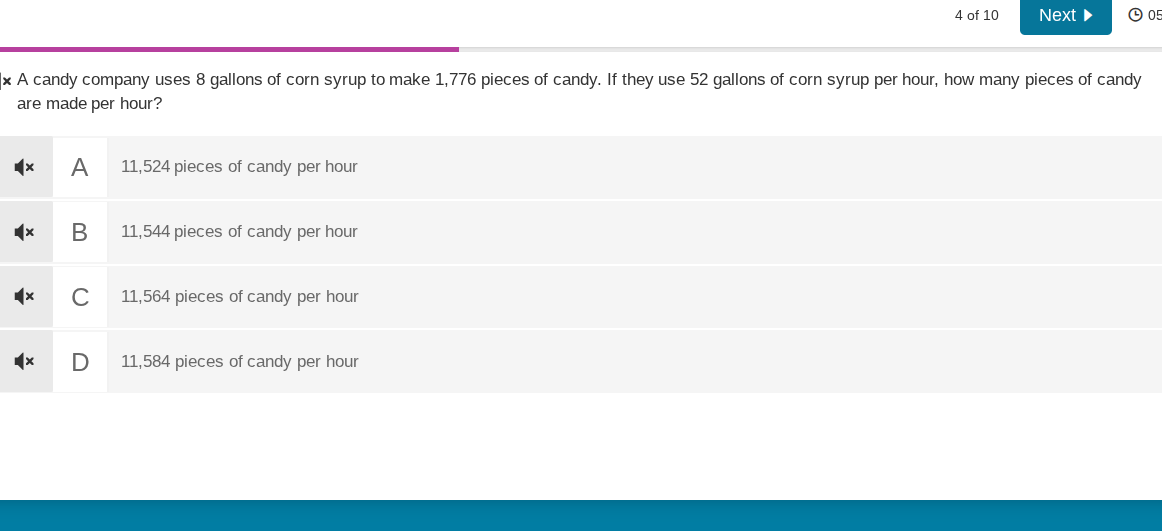 a candy company uses 8 gallons of corn syrup to make 1,776 pieces of ca…