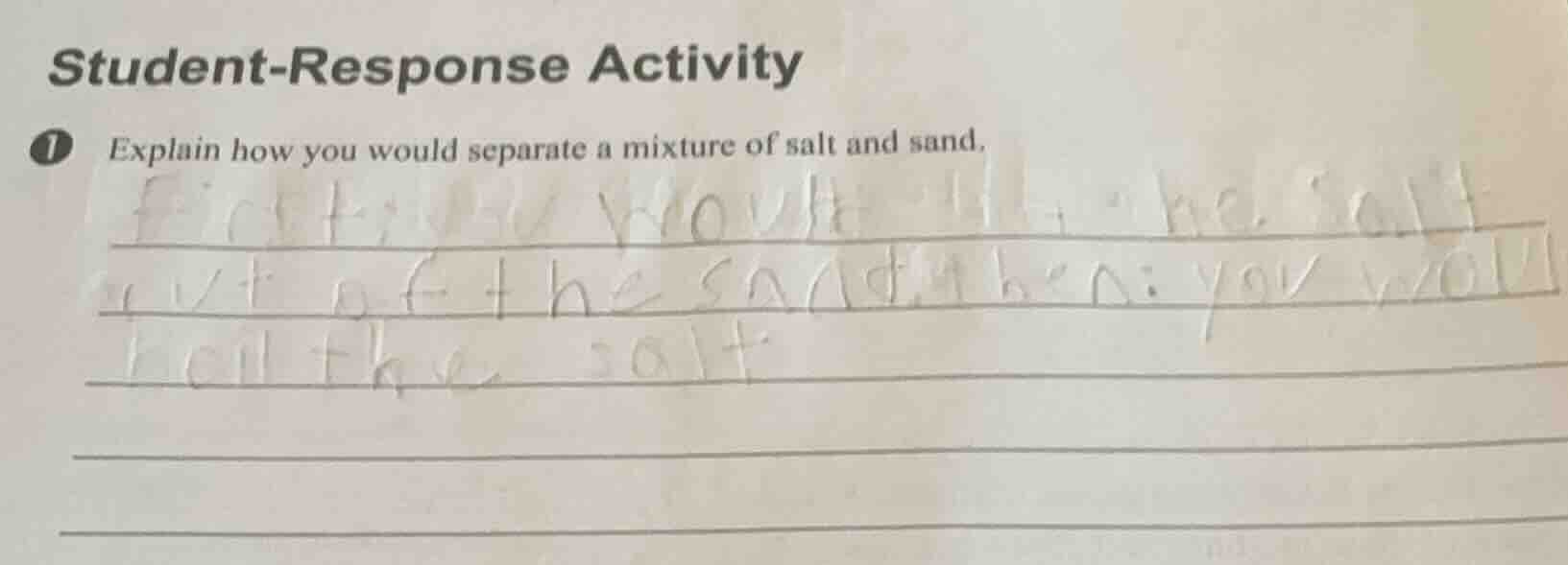 student - response activity 1 explain how you would separate a mixture …