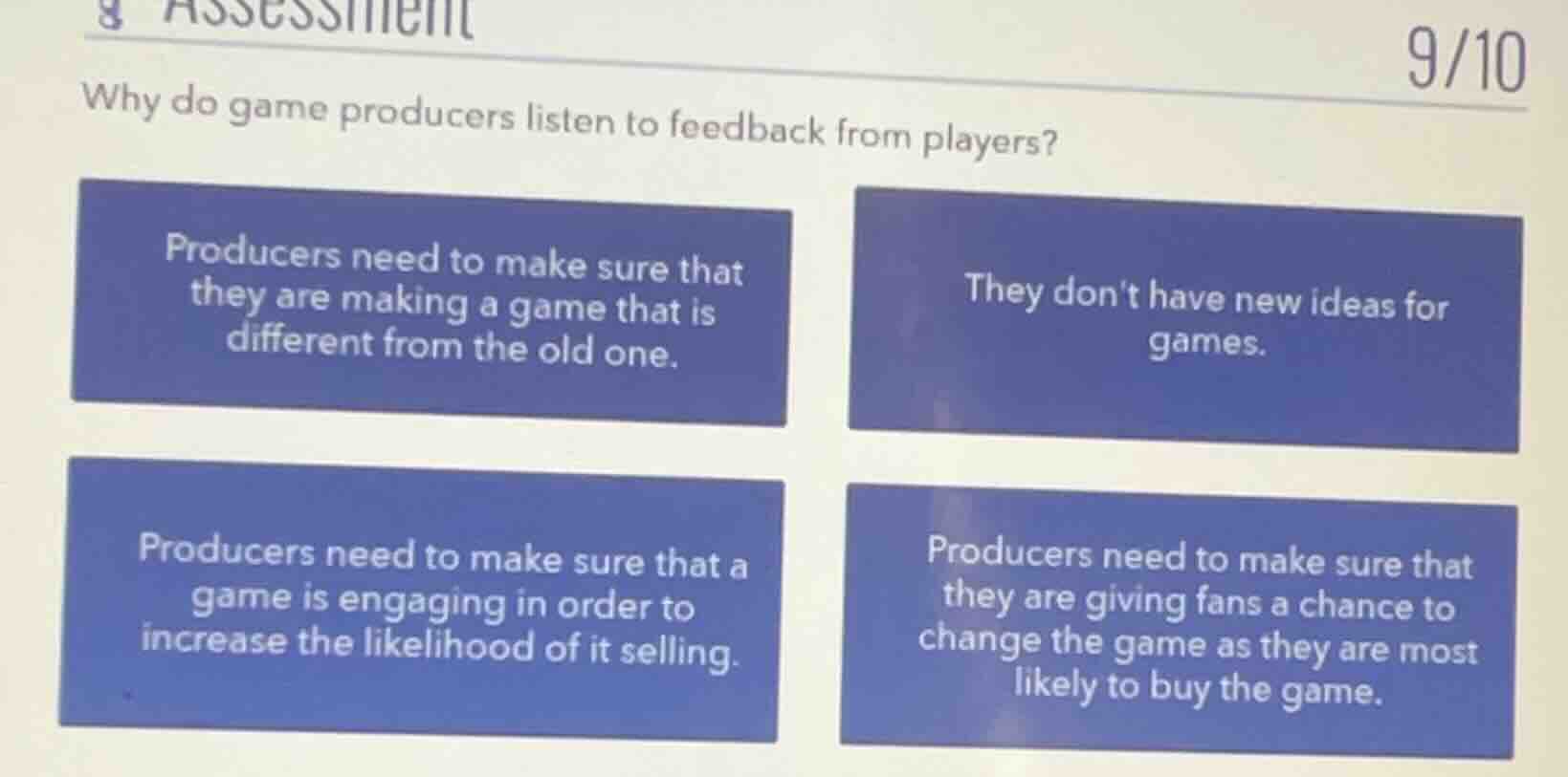 why do game producers listen to feedback from players? producers need t…