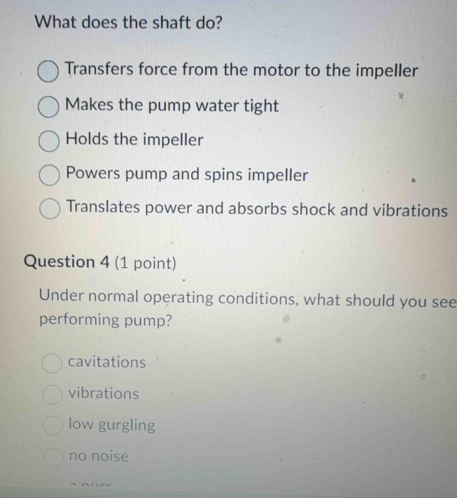what does the shaft do? transfers force from the motor to the impeller …