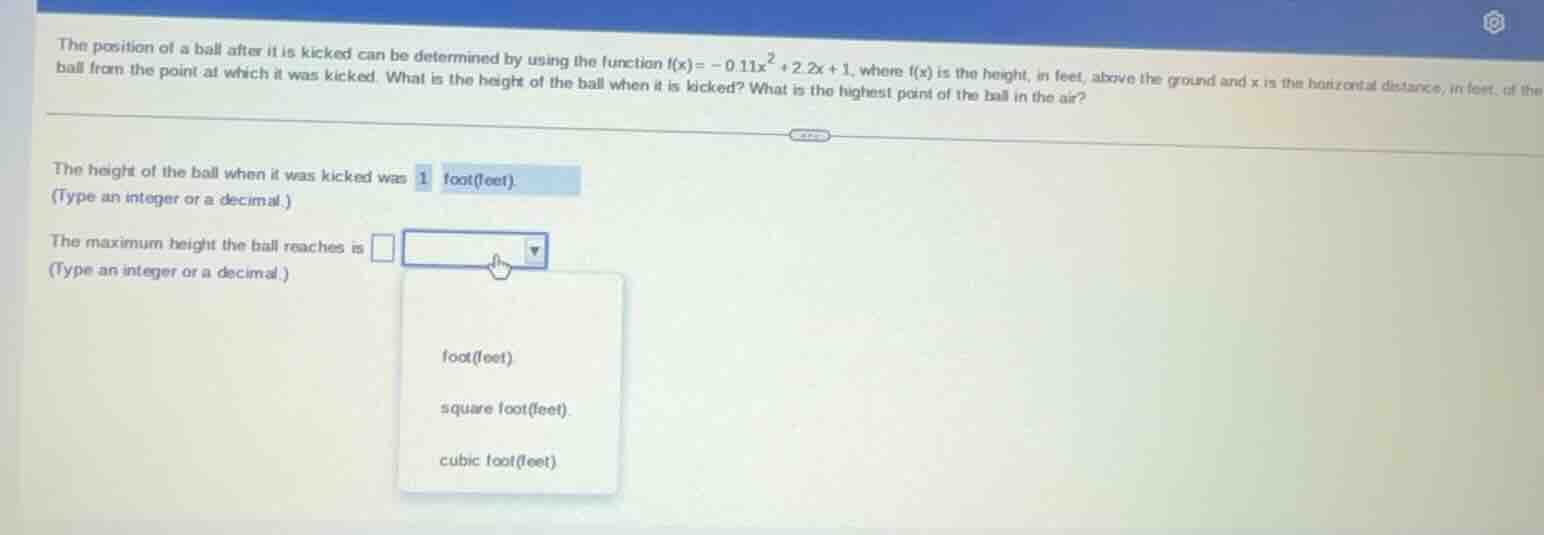 the position of a ball after it is kicked can be determined by using th…