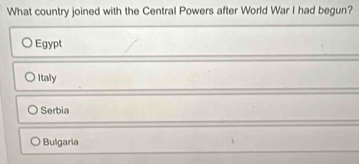 what country joined with the central powers after world war i had begun…