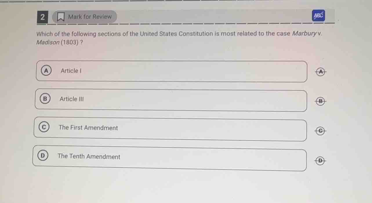 2 mark for review which of the following sections of the united states …
