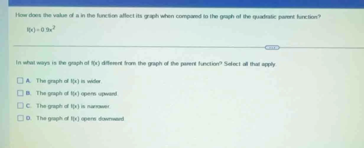 how does the value of a in the function affect its graph when compared …