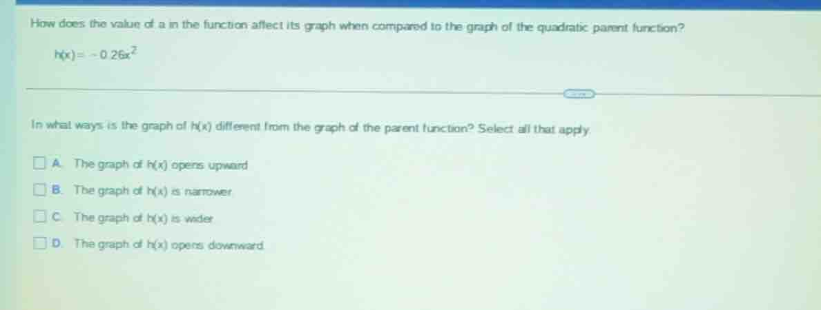 how does the value of a in the function affect its graph when compared …
