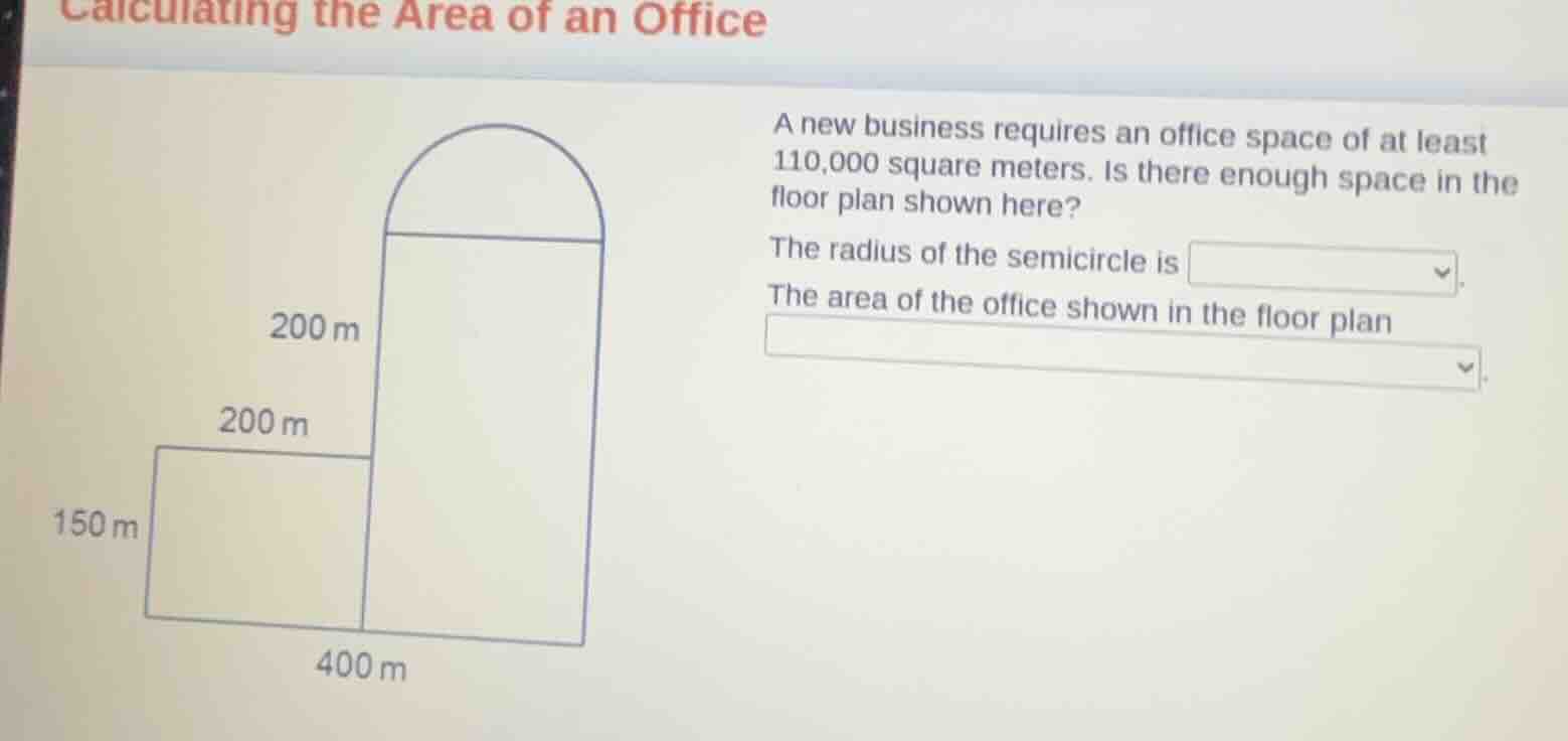calculating the area of an office a new business requires an office spa…