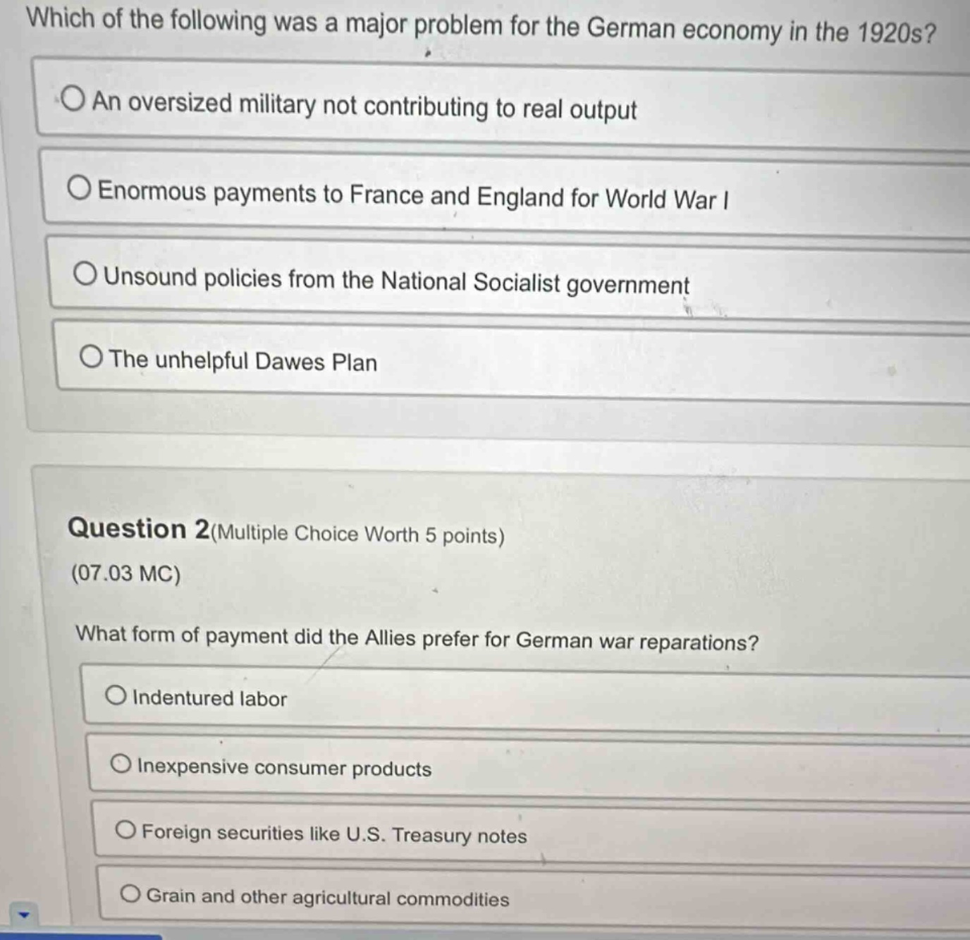 which of the following was a major problem for the german economy in th…