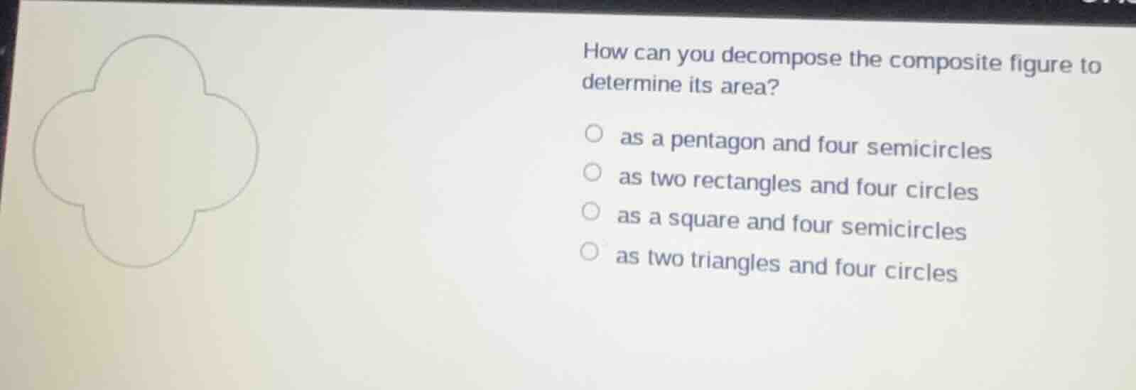 how can you decompose the composite figure to determine its area? as a …