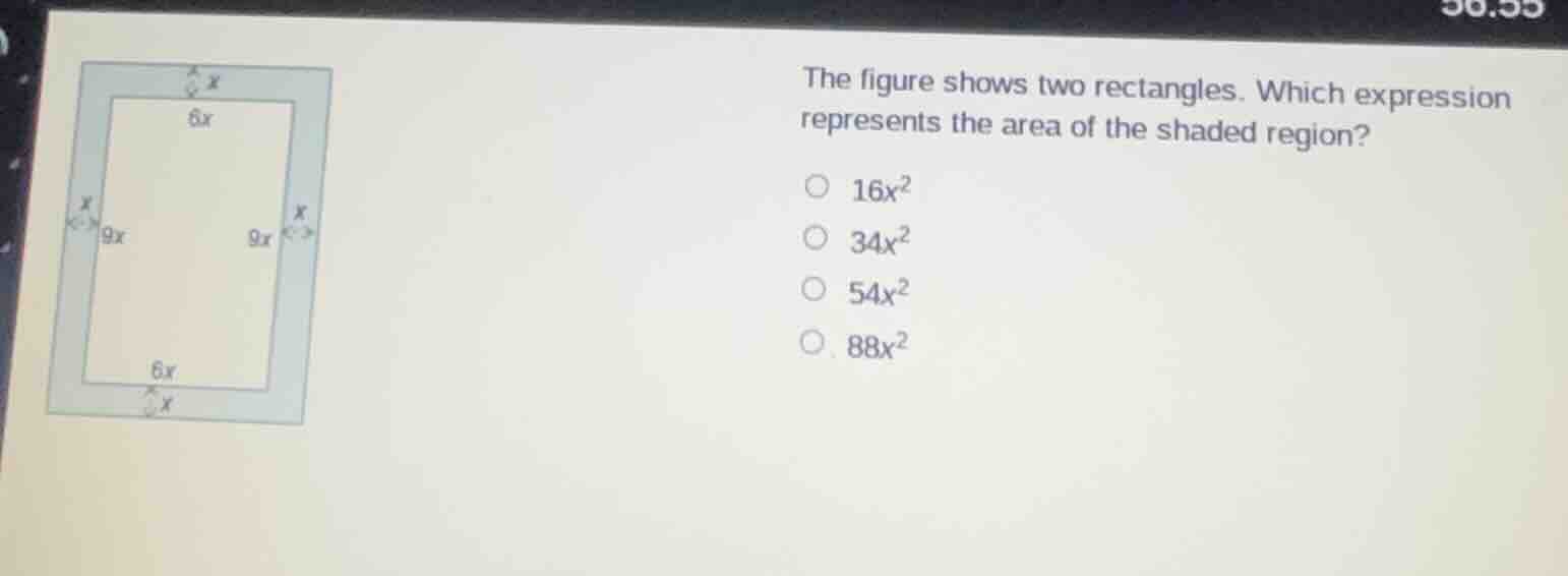 the figure shows two rectangles. which expression represents the area o…