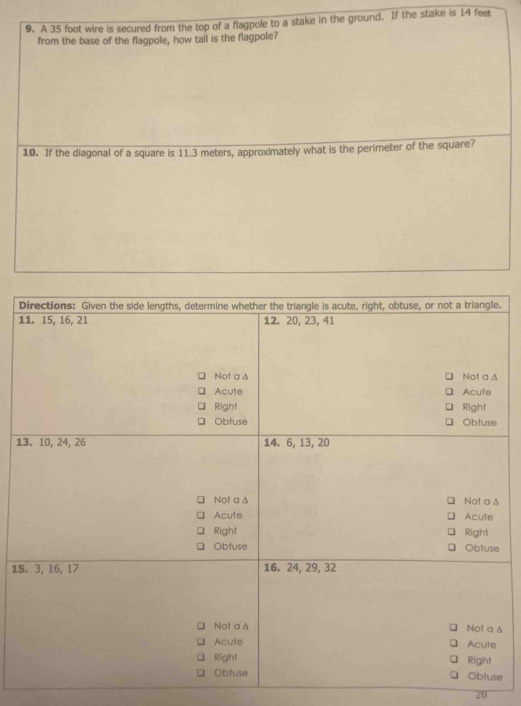 9. a 35 foot wire is secured from the top of a flagpole to a stake in t…