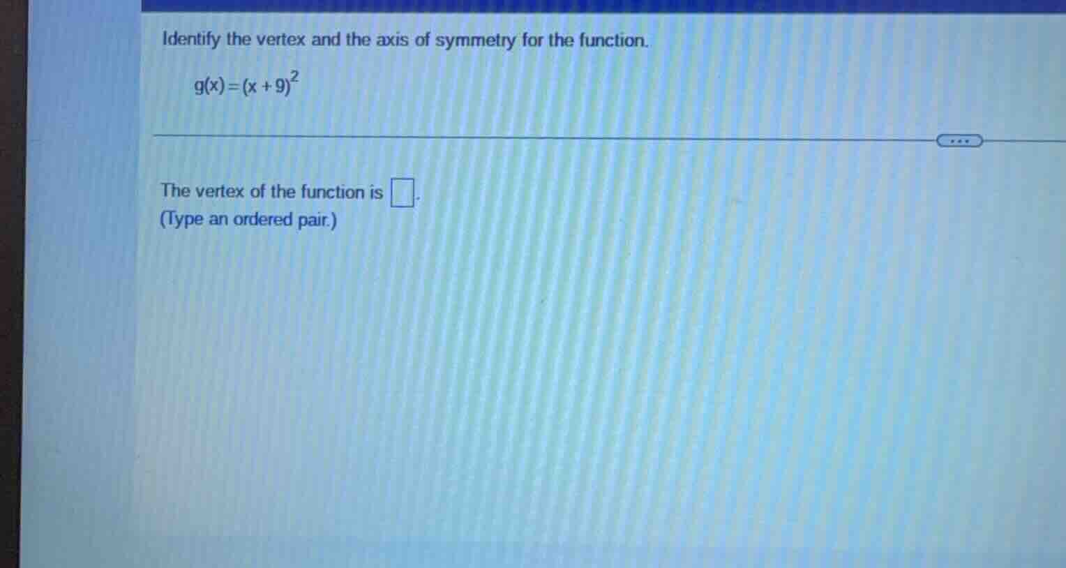 identify the vertex and the axis of symmetry for the function.\\( g(x)=…
