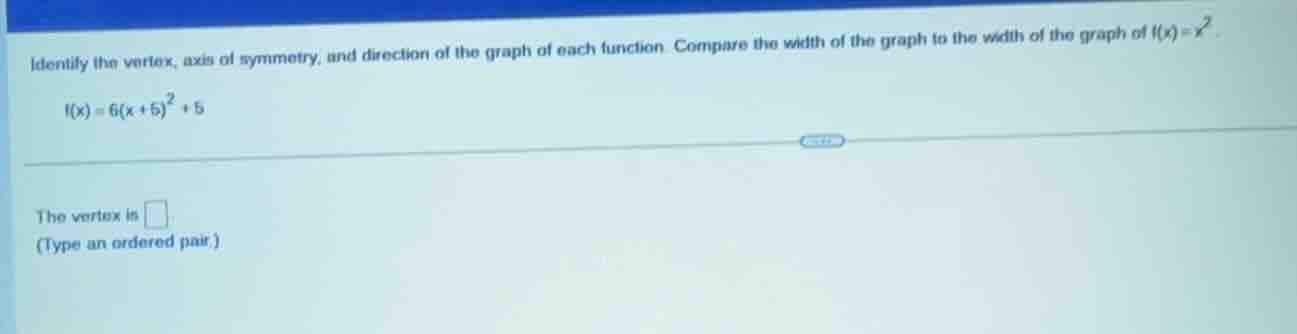 identify the vertex, axis of symmetry, and direction of the graph of ea…