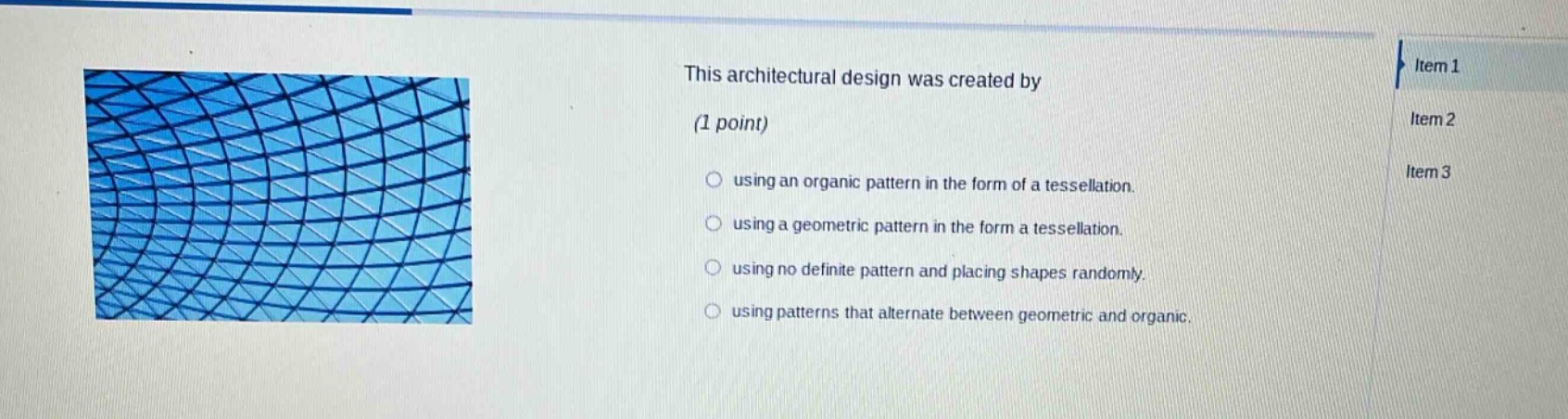 this architectural design was created by (1 point) using an organic pat…