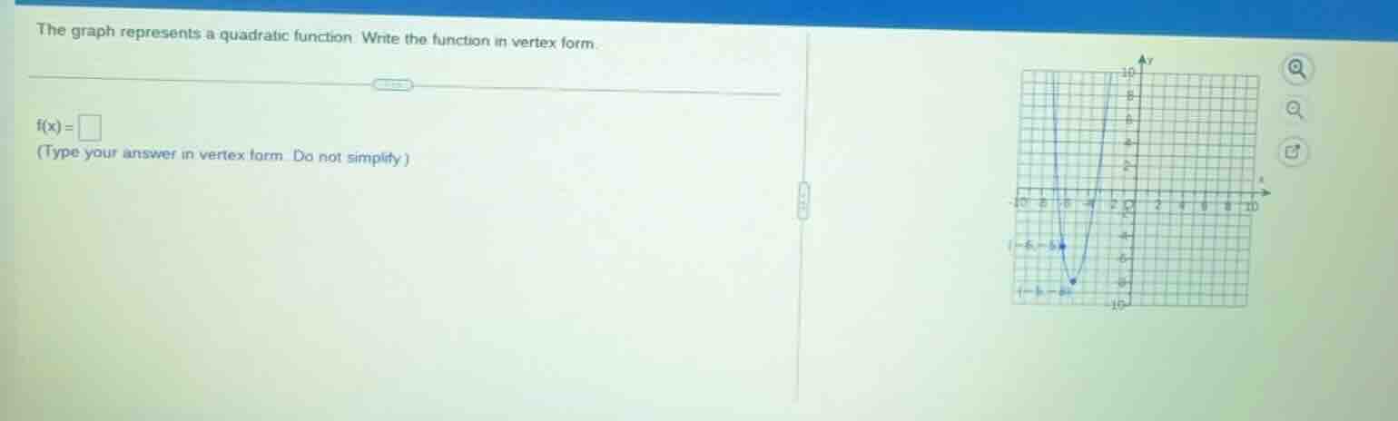 the graph represents a quadratic function. write the function in vertex…