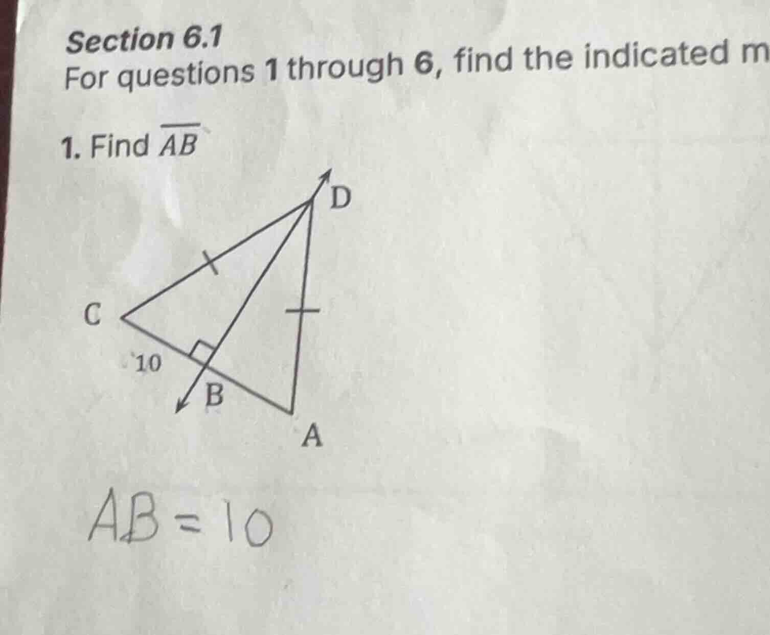 section 6.1 for questions 1 through 6, find the indicated m 1. find \\(…