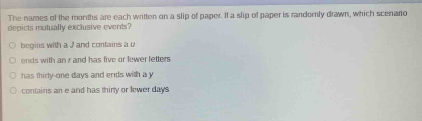 the names of the months are each written on a slip of paper. if a slip …