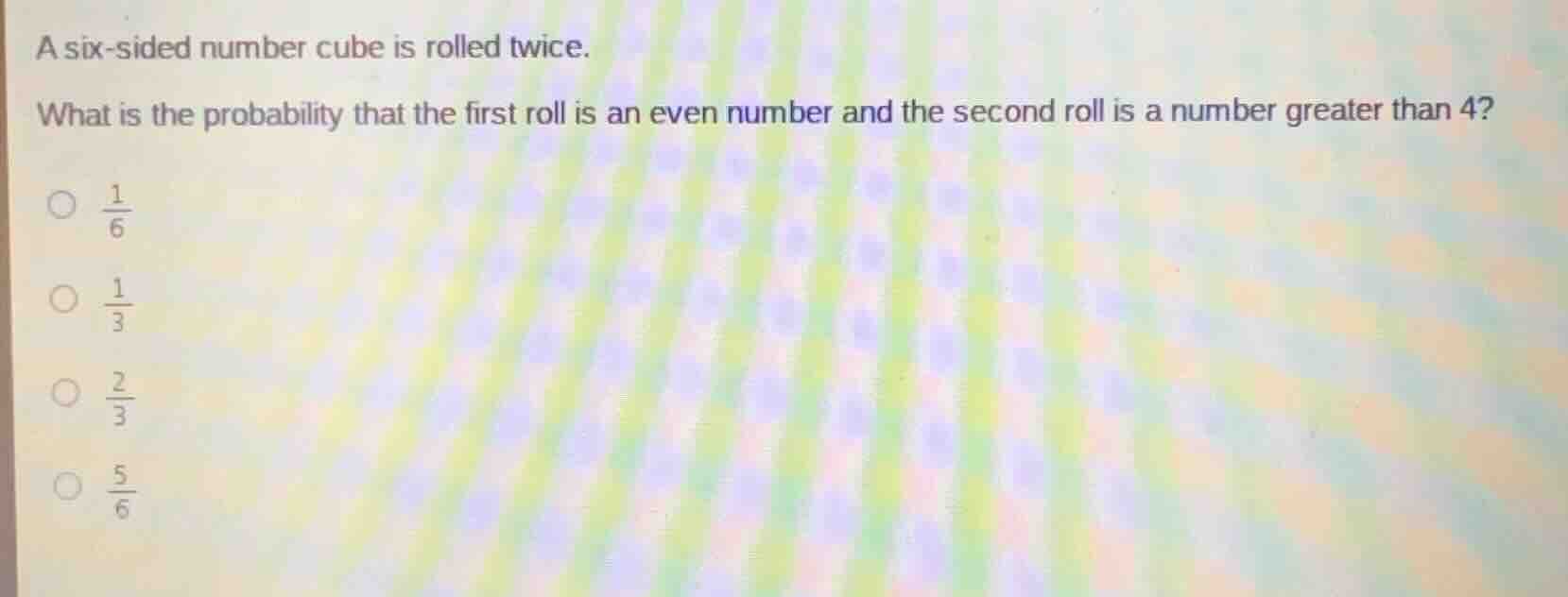 a six - sided number cube is rolled twice. what is the probability that…