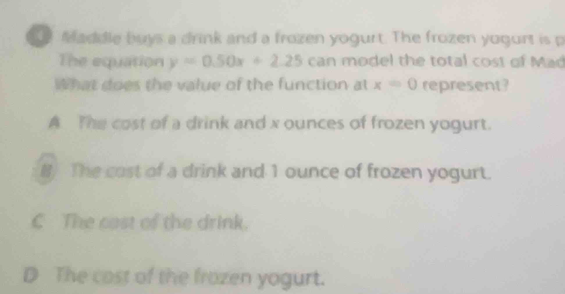 macklle buys a drink and a frozen yogurt. the frozen yogurt is p the eq…