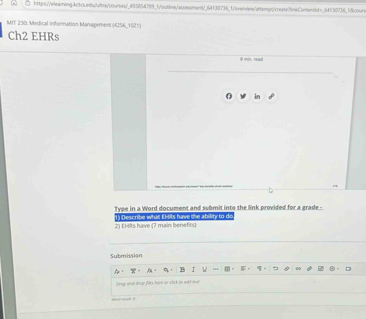 type in a word document and submit into the link provided for a grade -…