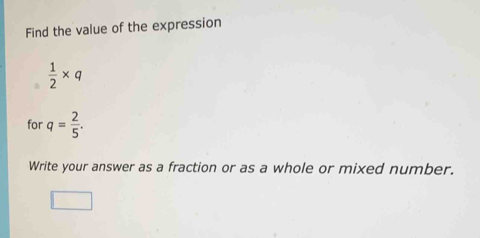 find the value of the expression \\(\\frac{1}{2} \\times q\\) for \\(q …