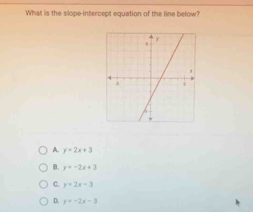 what is the slope - intercept equation of the line below? a. $y = 2x + …