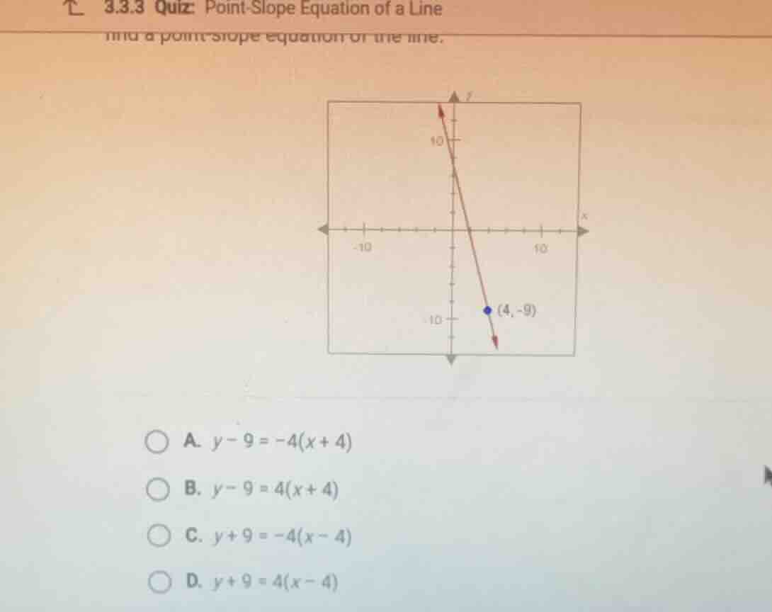 3.3.3 quiz: point - slope equation of a line find a point - slope equat…