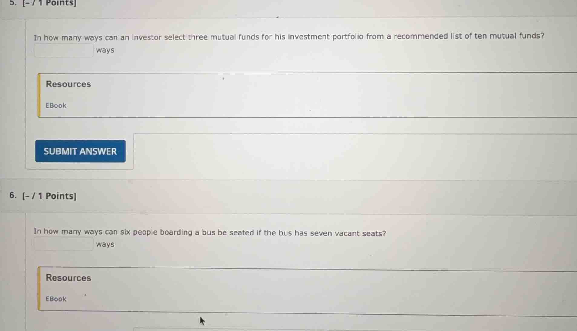 5. -/1 points in how many ways can an investor select three mutual fund…
