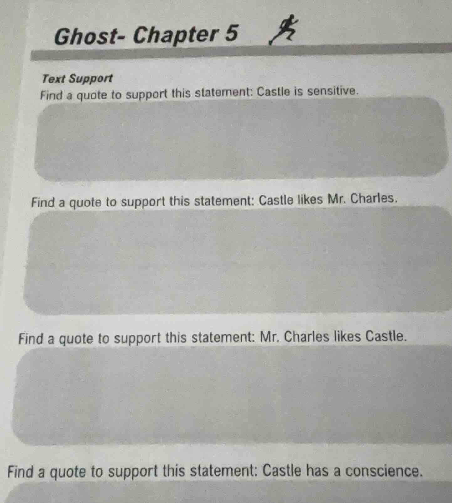 ghost- chapter 5 text support find a quote to support this statement: c…