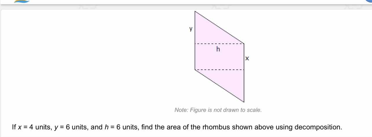 note: figure is not drawn to scale. if x = 4 units, y = 6 units, and h …