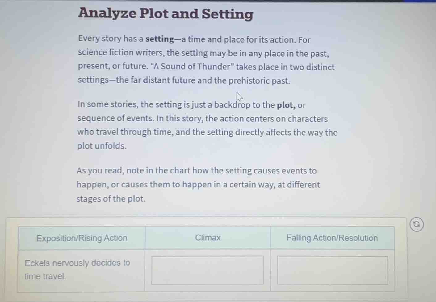 analyze plot and setting every story has a setting—a time and place for…