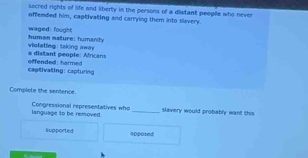 sacred rights of life and liberty in the persons of a distant people wh…