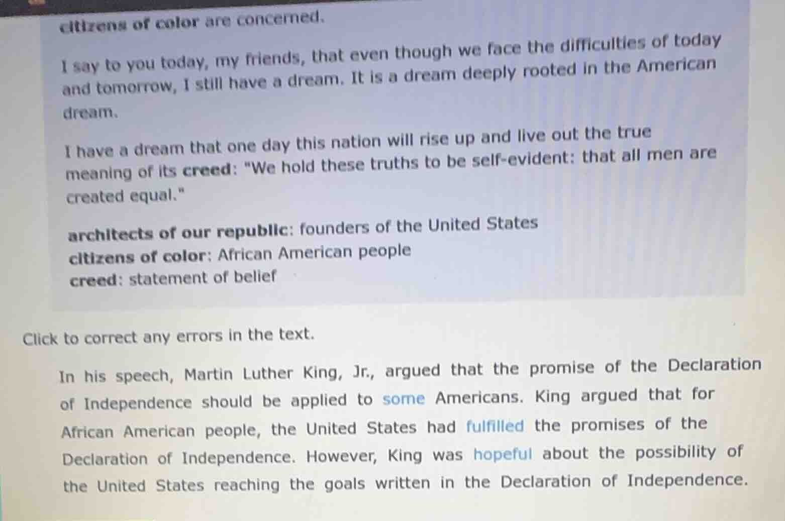 citizens of color are concerned. i say to you today, my friends, that e…